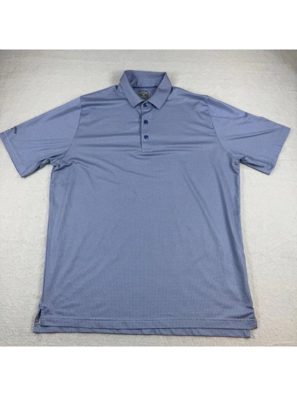 Callaway Polo Shirt Mens Size L Blue Opti-Dri Geometric Golf Stretch Performance